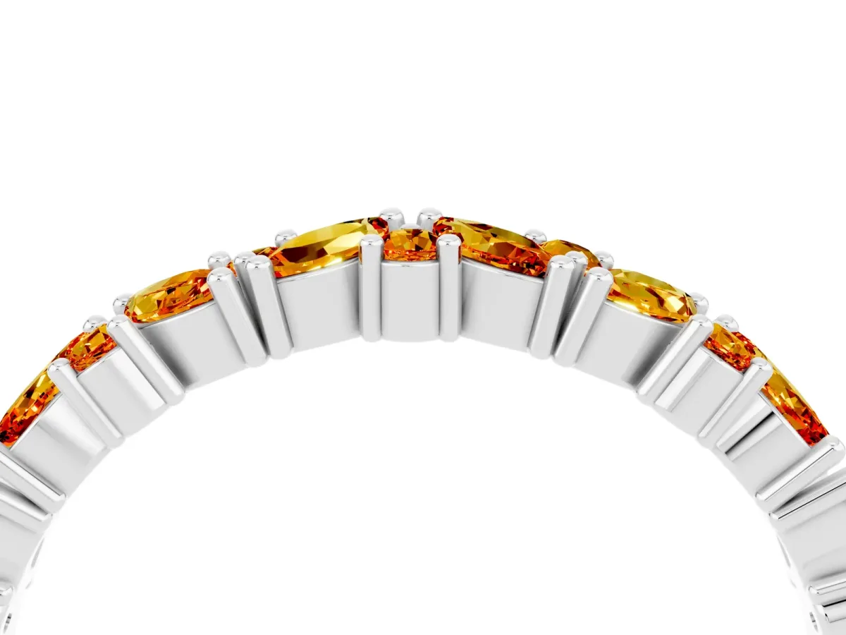 Marquise and Round Citrine Vine Eternity Band with Prong Setting Silver