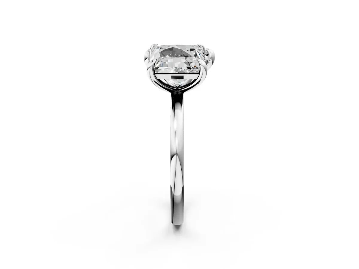 Heart and Princess Toi Moi Ring with Prong Setting and Plain Band Silver