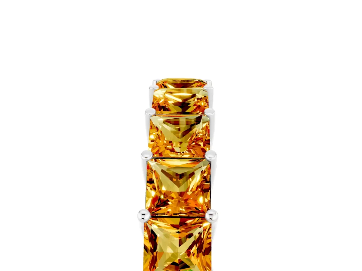 Princess Cut Citrine Channel-Set Eternity Band with Prong Setting Platinum