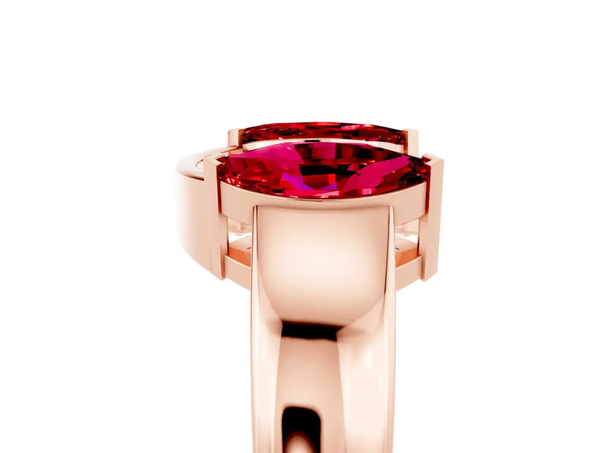 Marquise Ruby Open Band Ring with Tension Setting Rose gold