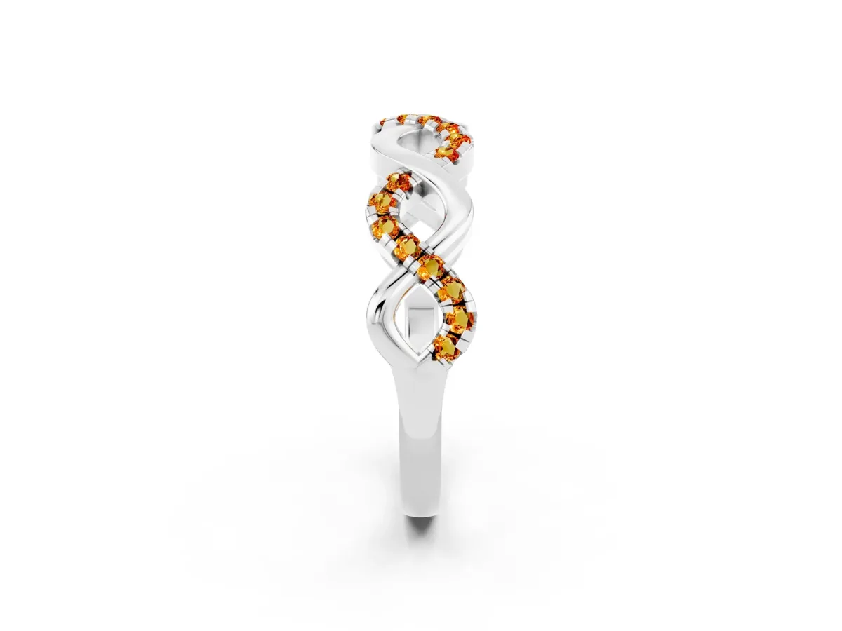 Twist Infinity Round Citrine Band with Pavé Setting White gold