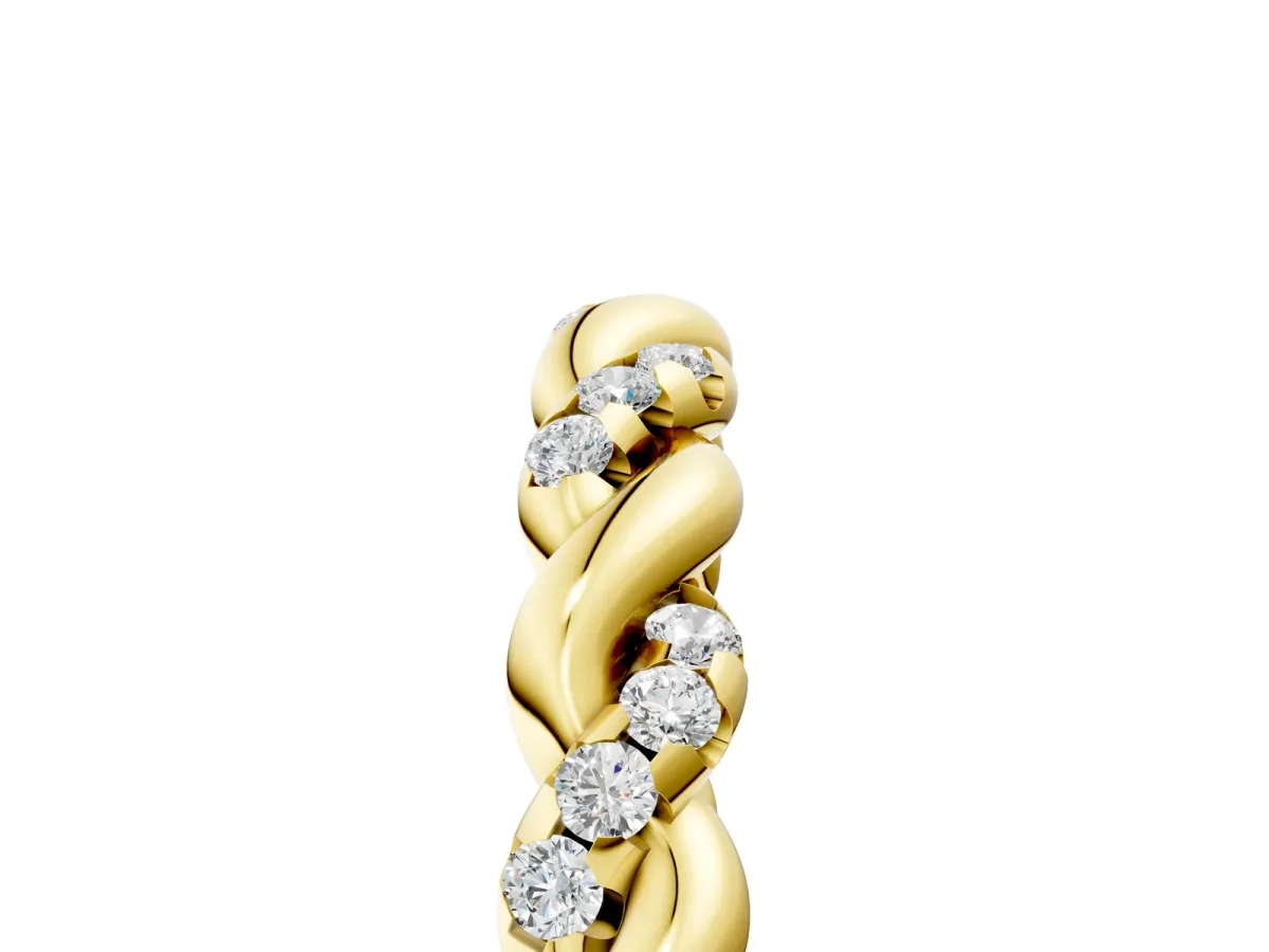Twisted Pavé Round Diamond Eternity Band Yellow gold