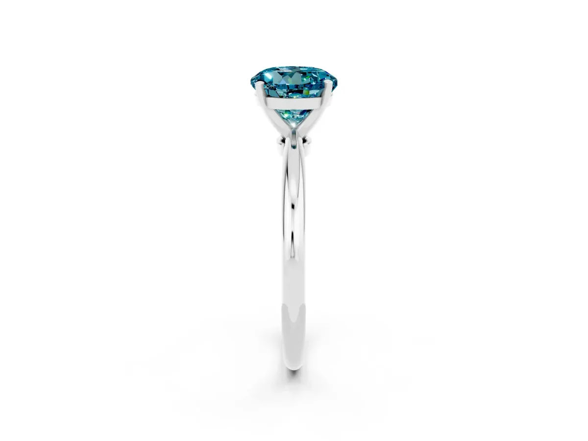 Round Cut Blue Topaz Solitaire Ring with Six-Prong Setting and Classic Band Silver