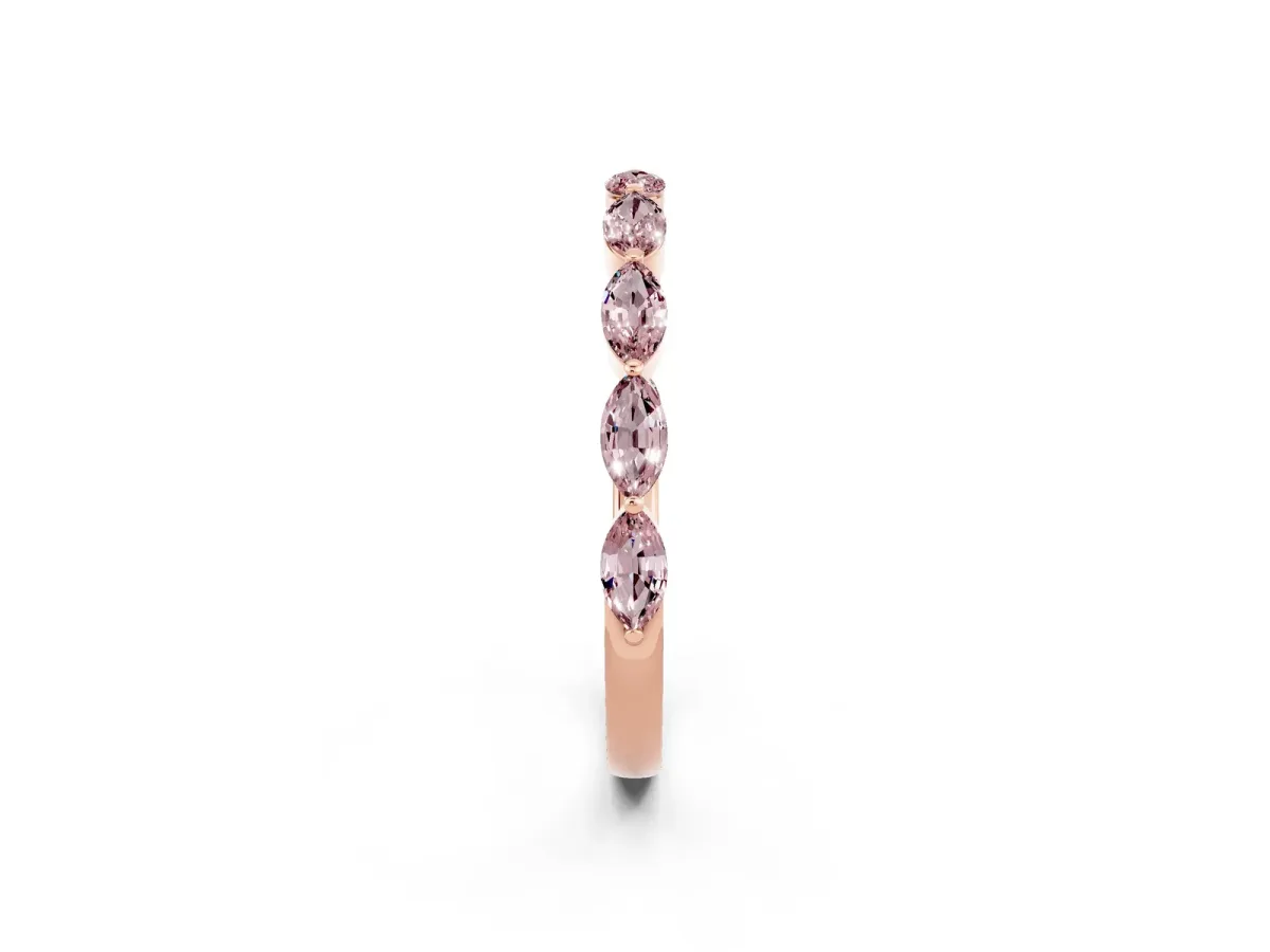 Marquise Morganite Half Eternity Band with Prong Setting Rose gold