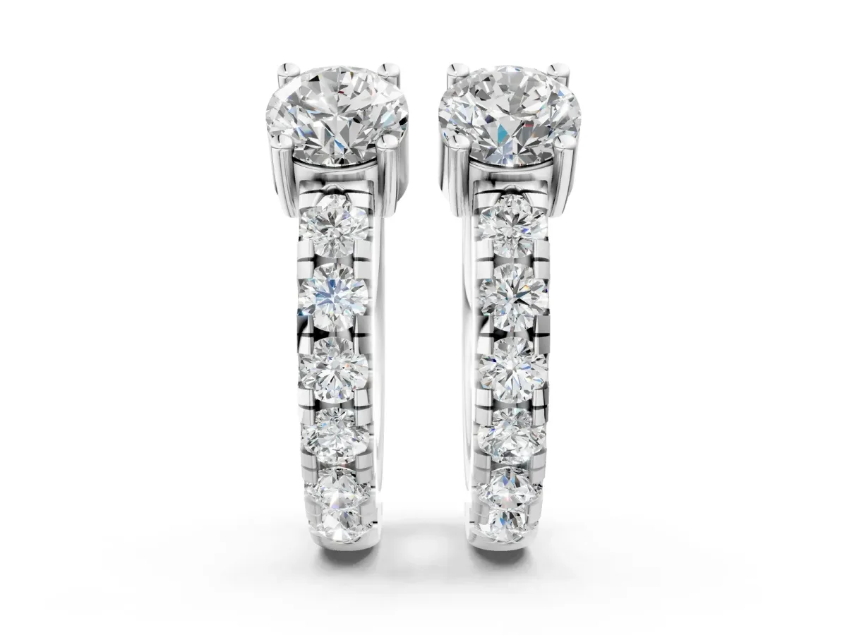 Round Diamond Taylor Huggie Hoop Earrings Silver