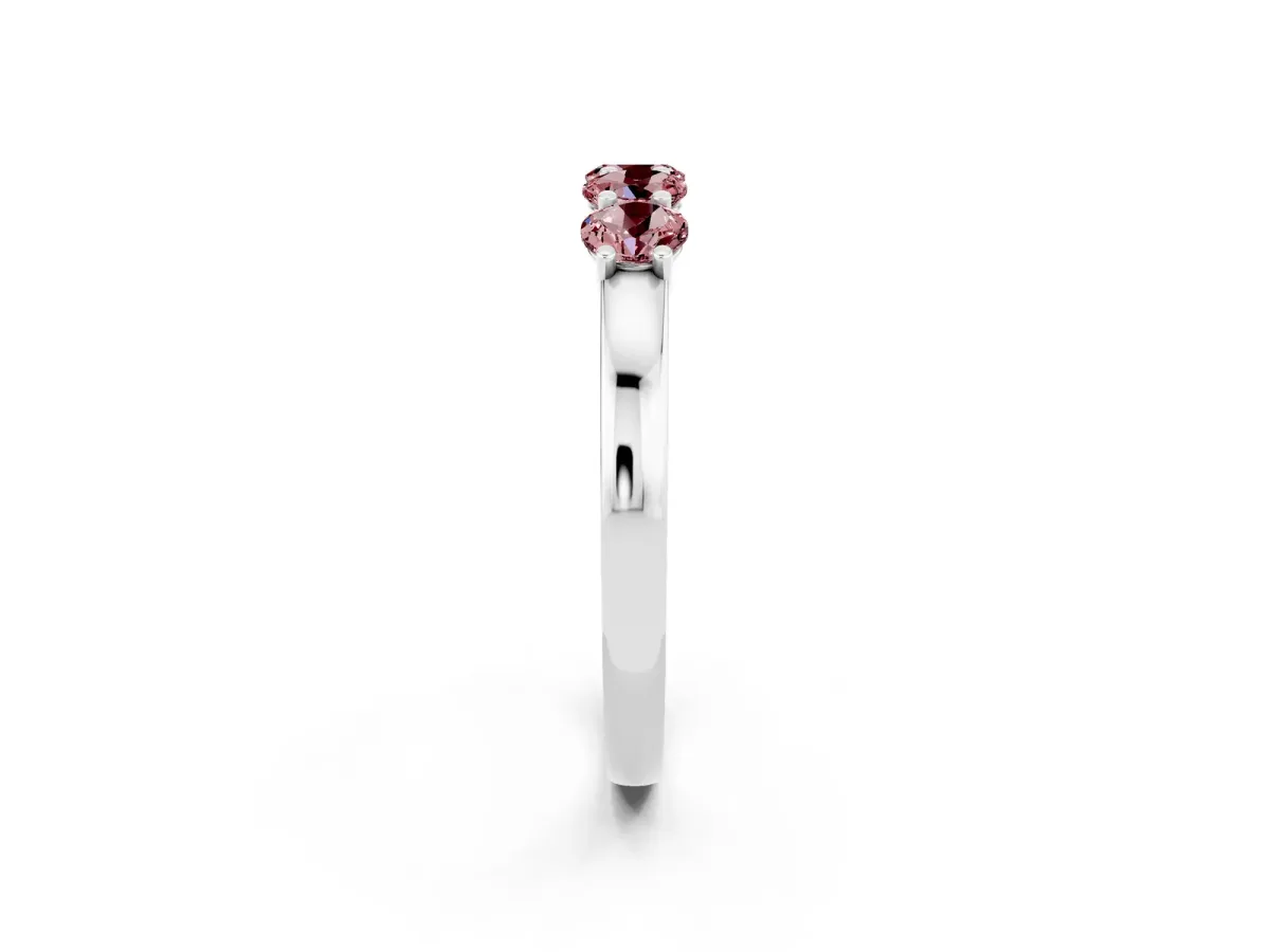 Four-Stone Round Morganite Prong-Set Band Silver