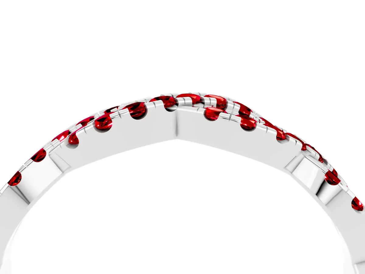 Round Ruby Twisted Eternity Band with Pavé and Shared Prong Setting Silver