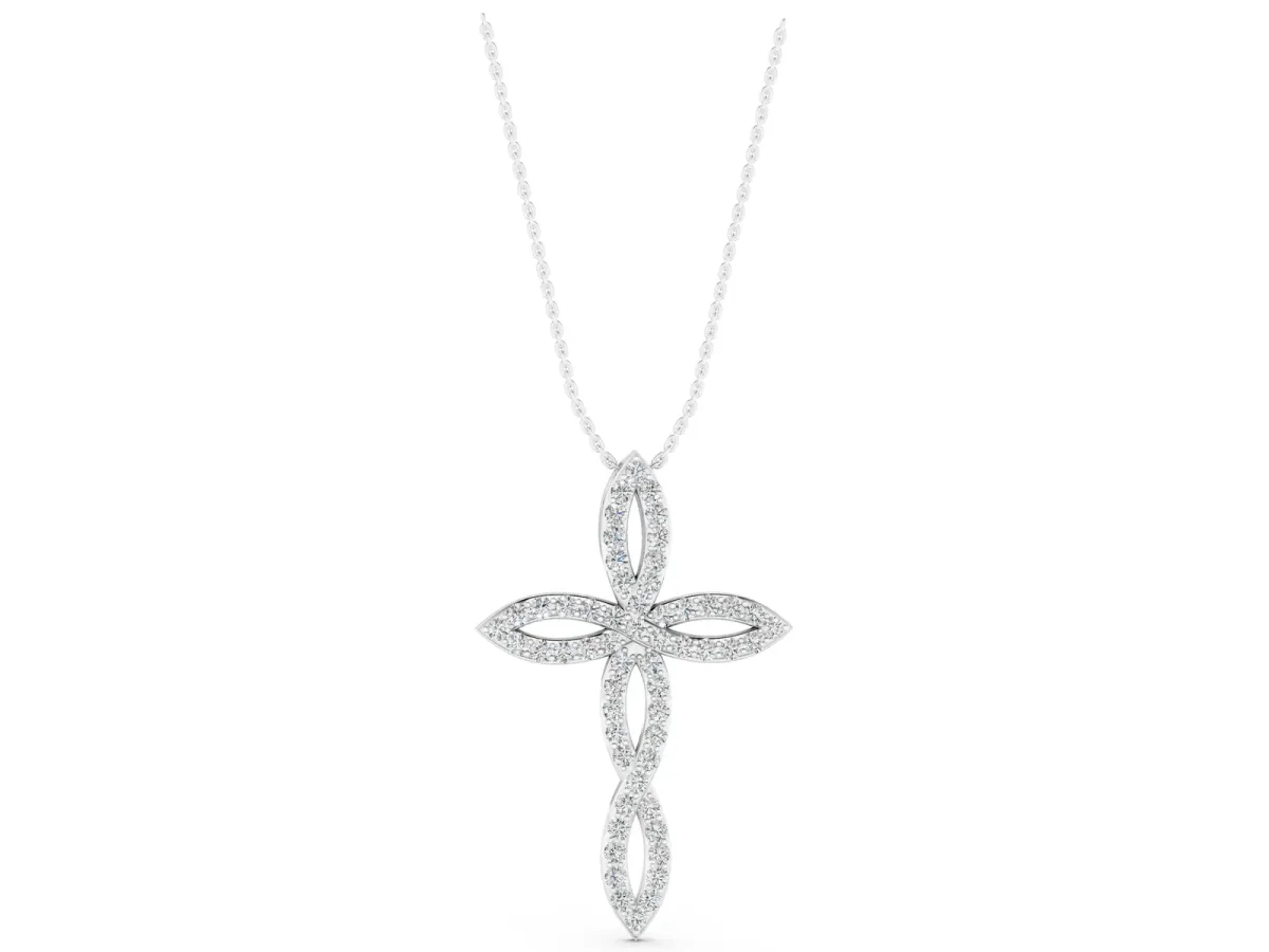 Marquise Diamond Pavé Cross Pendant White gold
