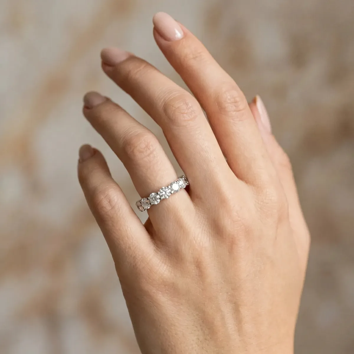 Round Diamond Eternity Band with U-Prong Setting Silver