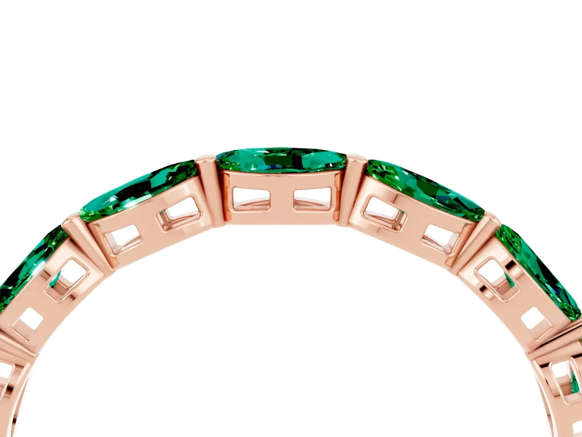 Marquise Emerald Eternity Band with U-Prong Setting Rose gold