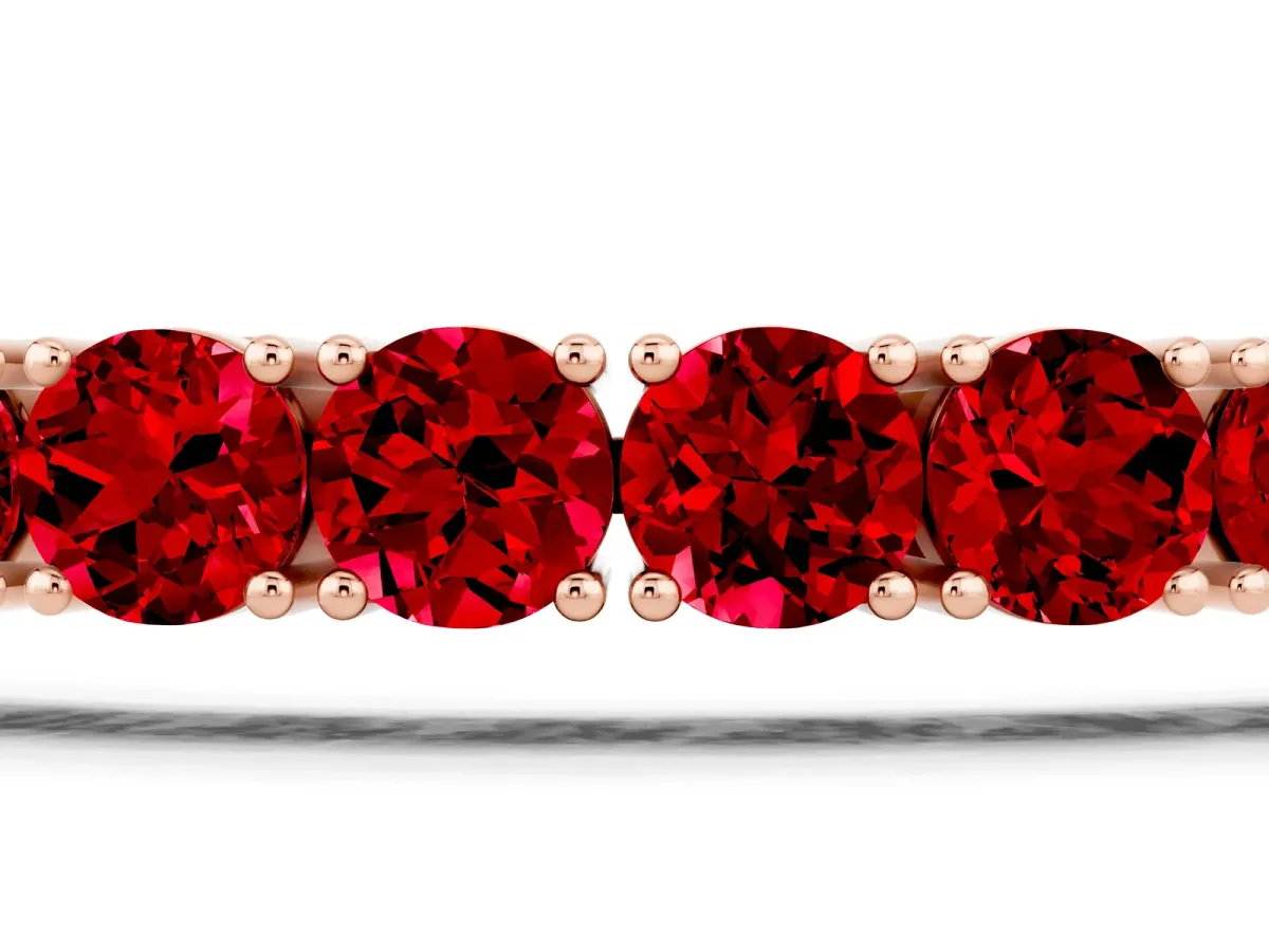 Round Brilliant Ruby Tennis Bracelet with Prong Setting Rose gold