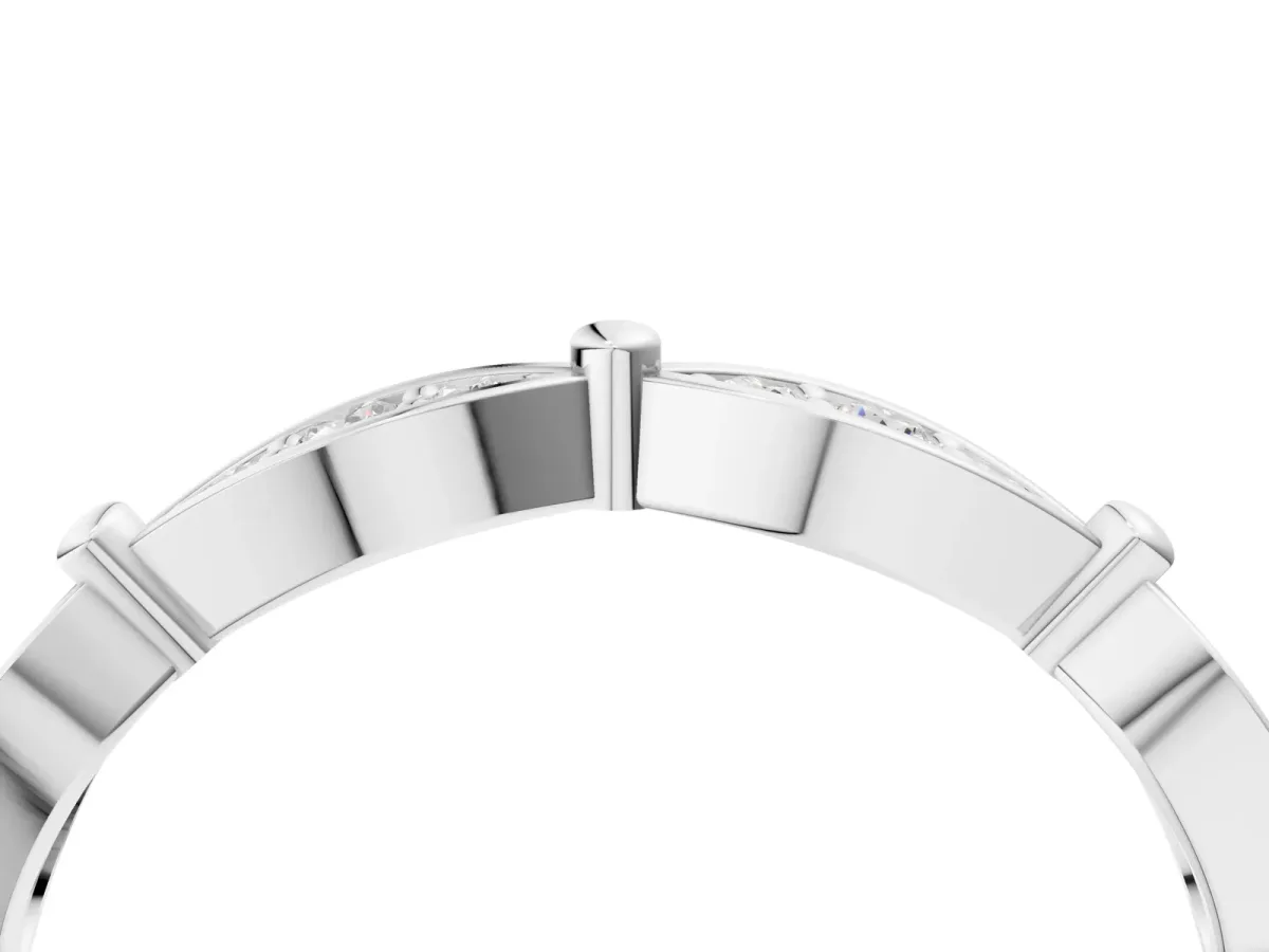Marquise Diamond Pavé Eternity Band with Bezel Setting Silver