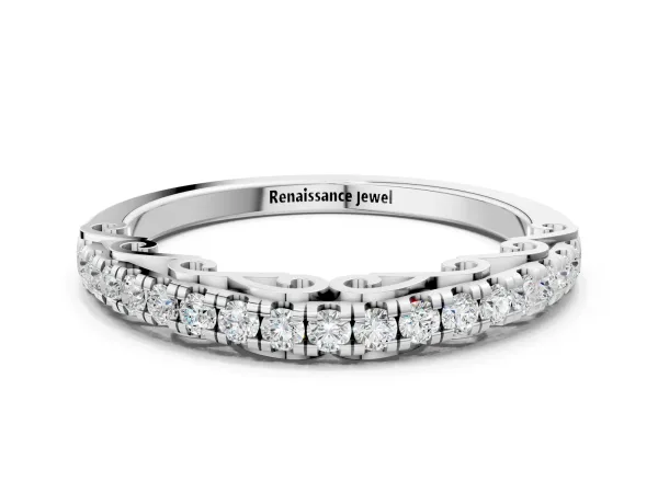 Round Cut Diamond Prong Set Eternity Band Silver