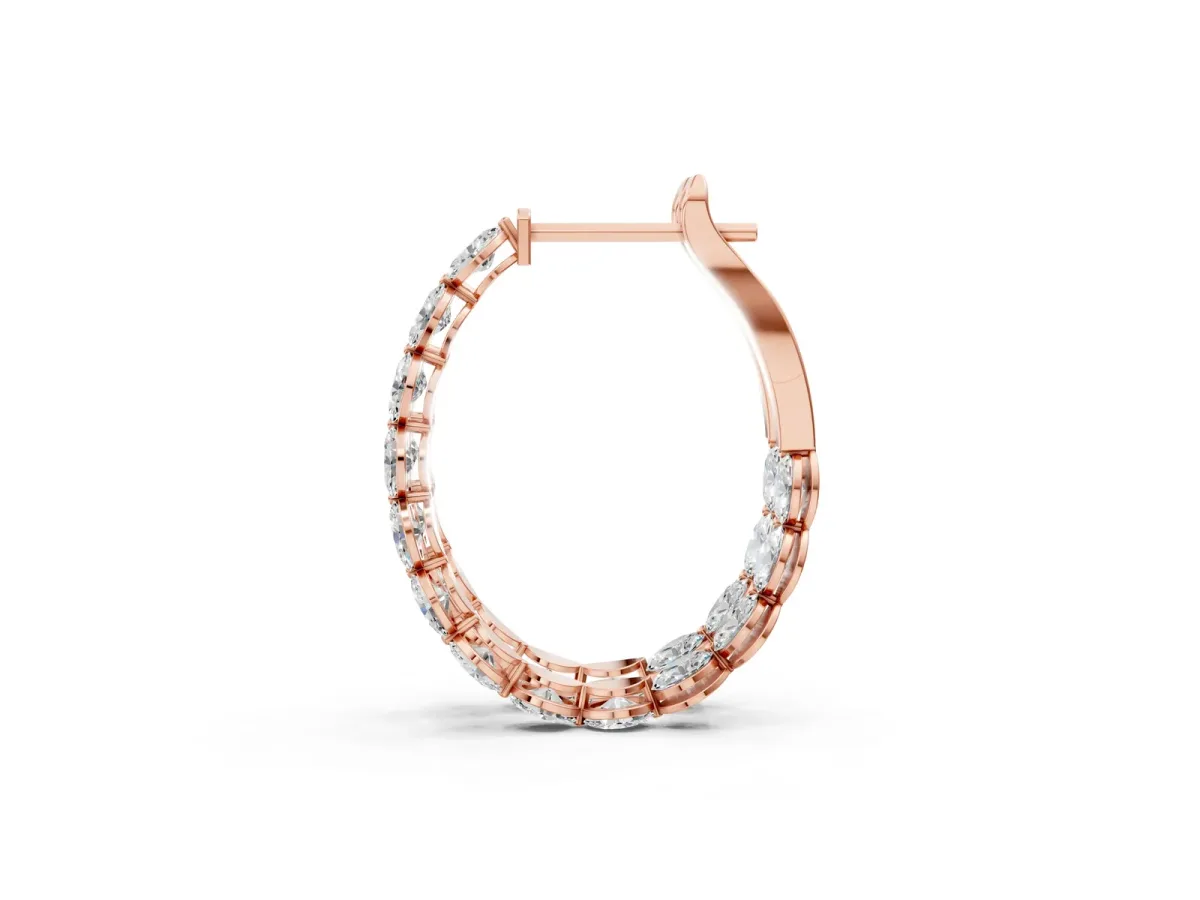 Oval Cut Diamond Inside-Out Hoop Earrings Rose gold