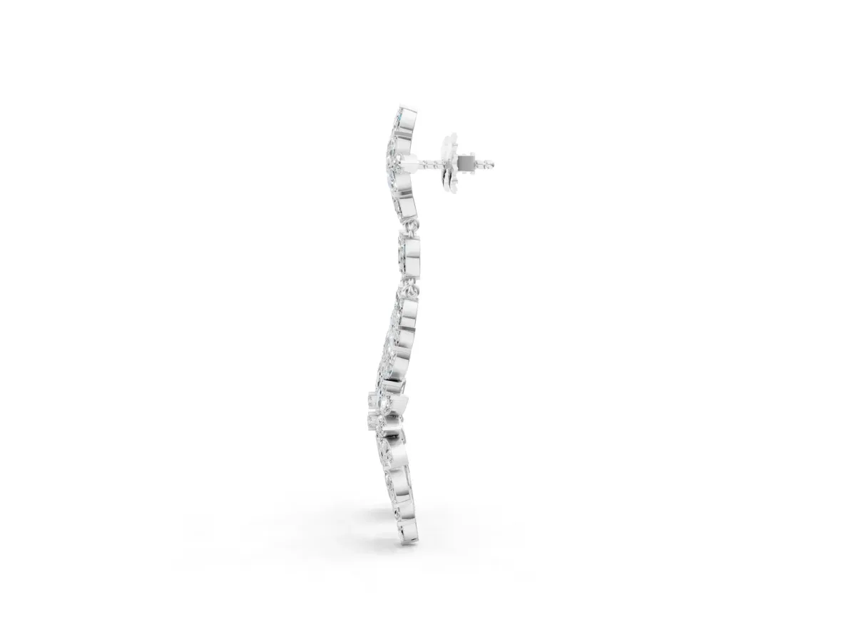 Marquise Diamond Floral Dangle Earrings White gold