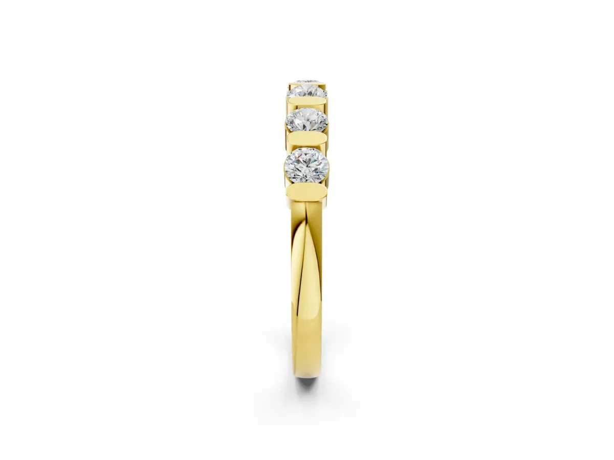Channel Set Round Diamond Half Eternity Band Yellow gold