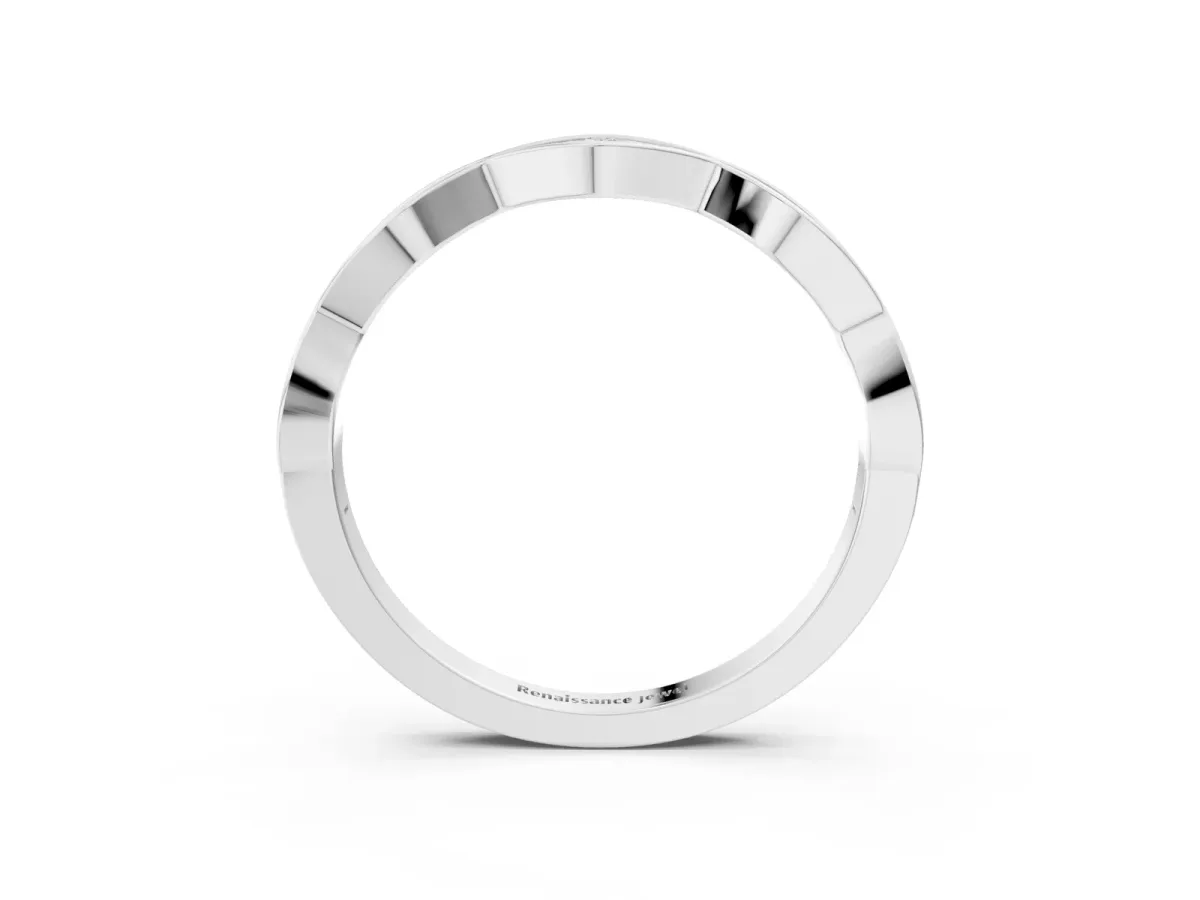 Round Diamond Scalloped Pavé Eternity Band Silver