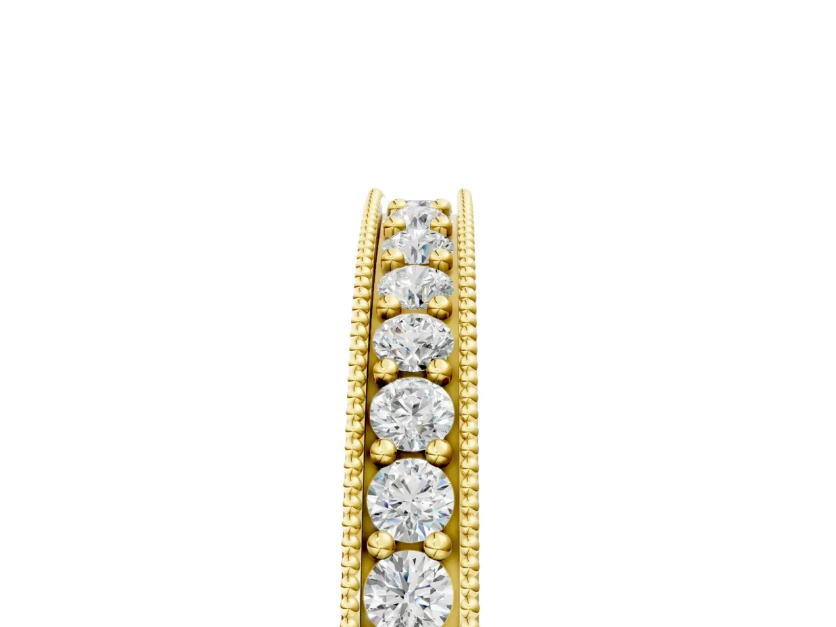 Round Diamond Milgrain Pavé Eternity Band Yellow gold