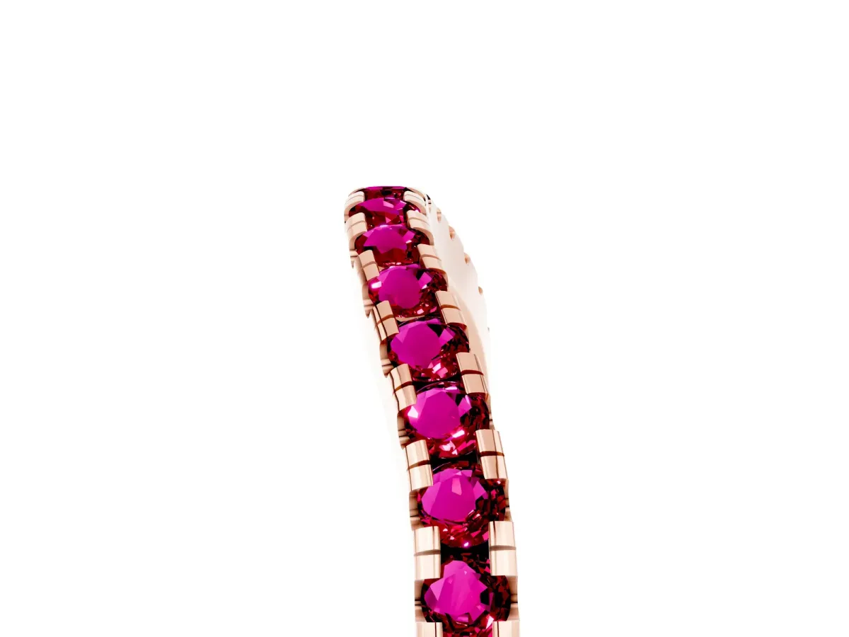 Round Garnet Pavé Half Eternity Band with Shared Prong Setting Rose gold