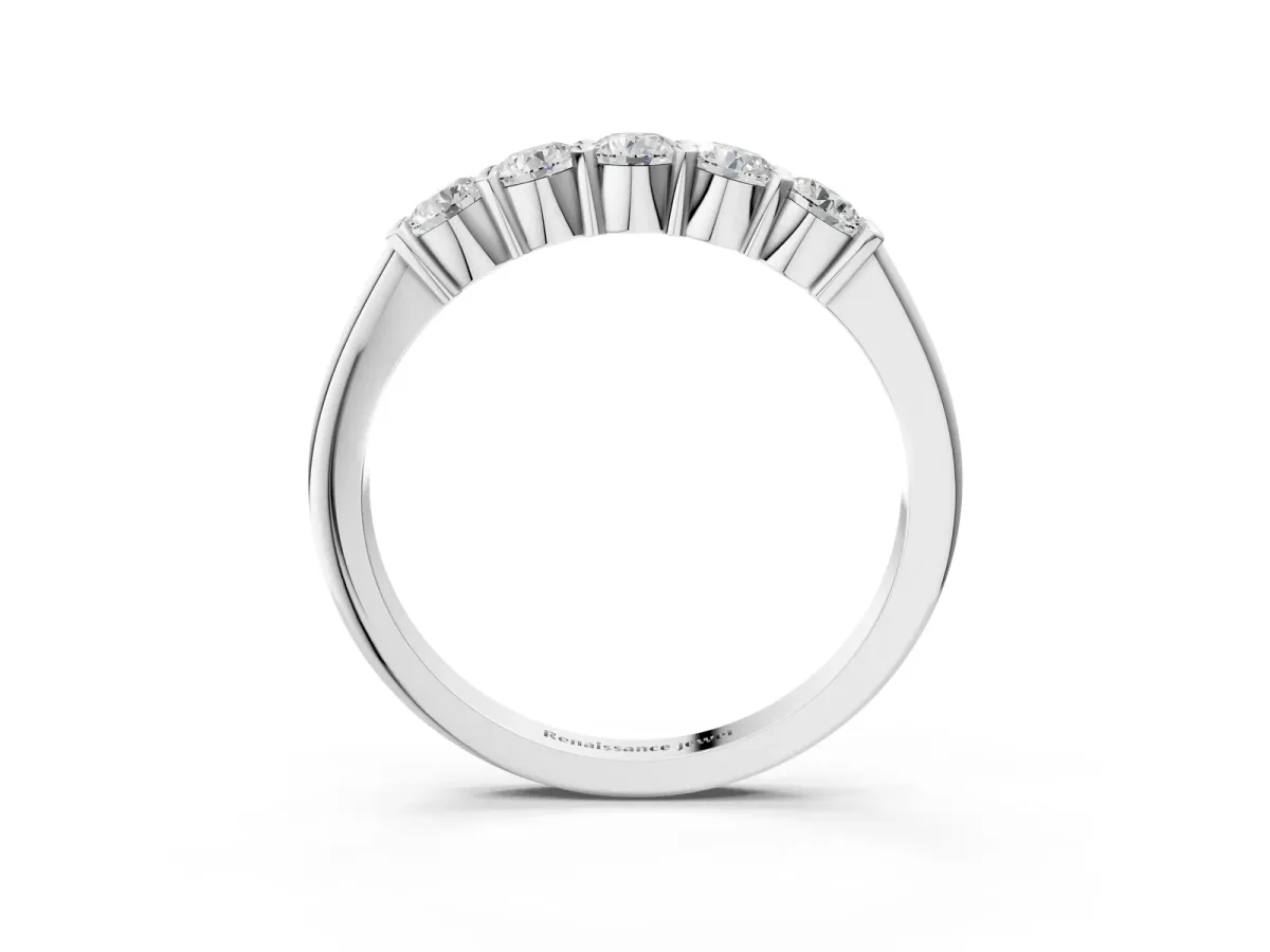 Round Cut Diamond Prong Set Half-Eternity Band Platinum