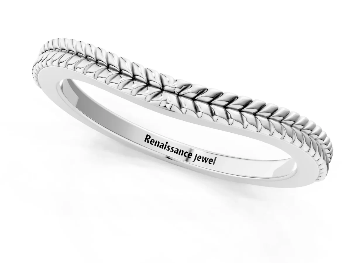 Milgrain Twist Contour Wedding Band White gold