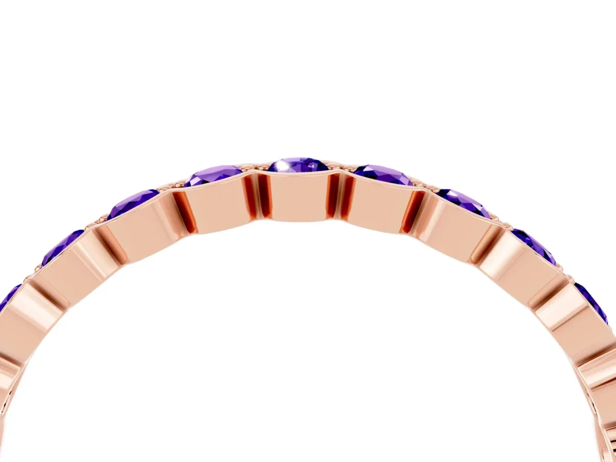 Round Tanzanite Bezel Set Eternity Band Rose gold