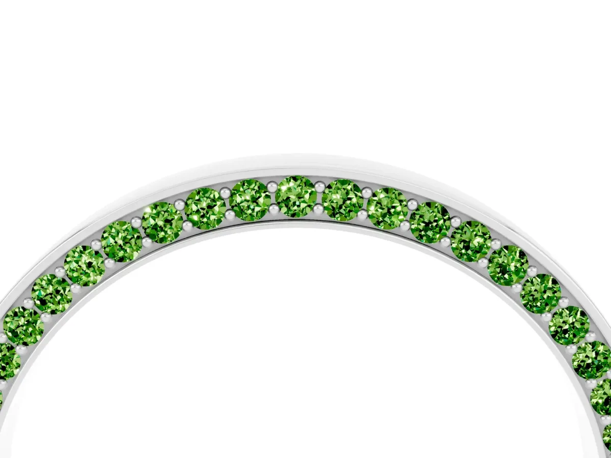 Pavé Round Peridot Channel Set Band Platinum