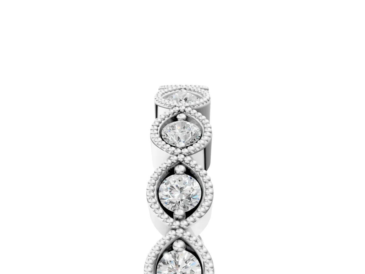 Milgrain Marquise Diamond Eternity Band with Bezel Setting Platinum