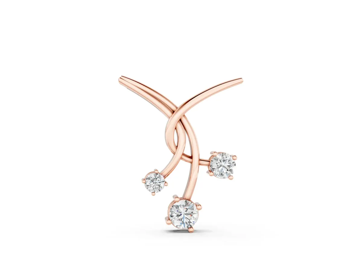 Round Diamond Prong Set Pendant Rose gold
