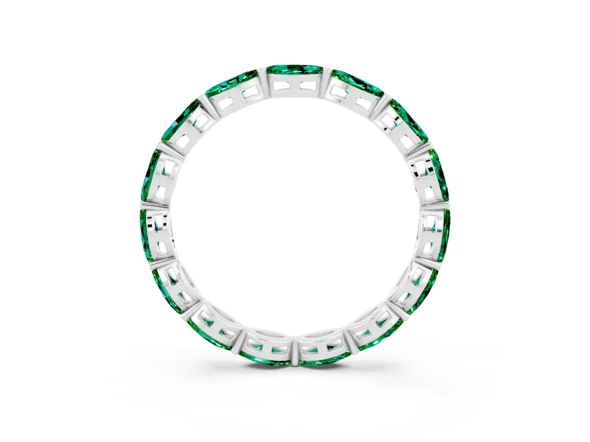 Marquise Emerald Eternity Band with U-Prong Setting Platinum