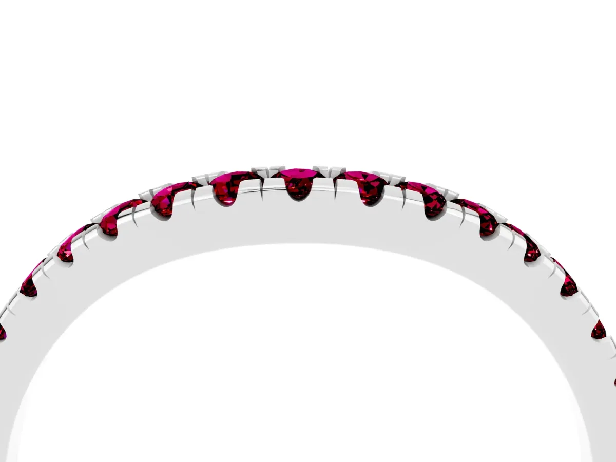 Garnet Pavé Curved Wedding Band Platinum