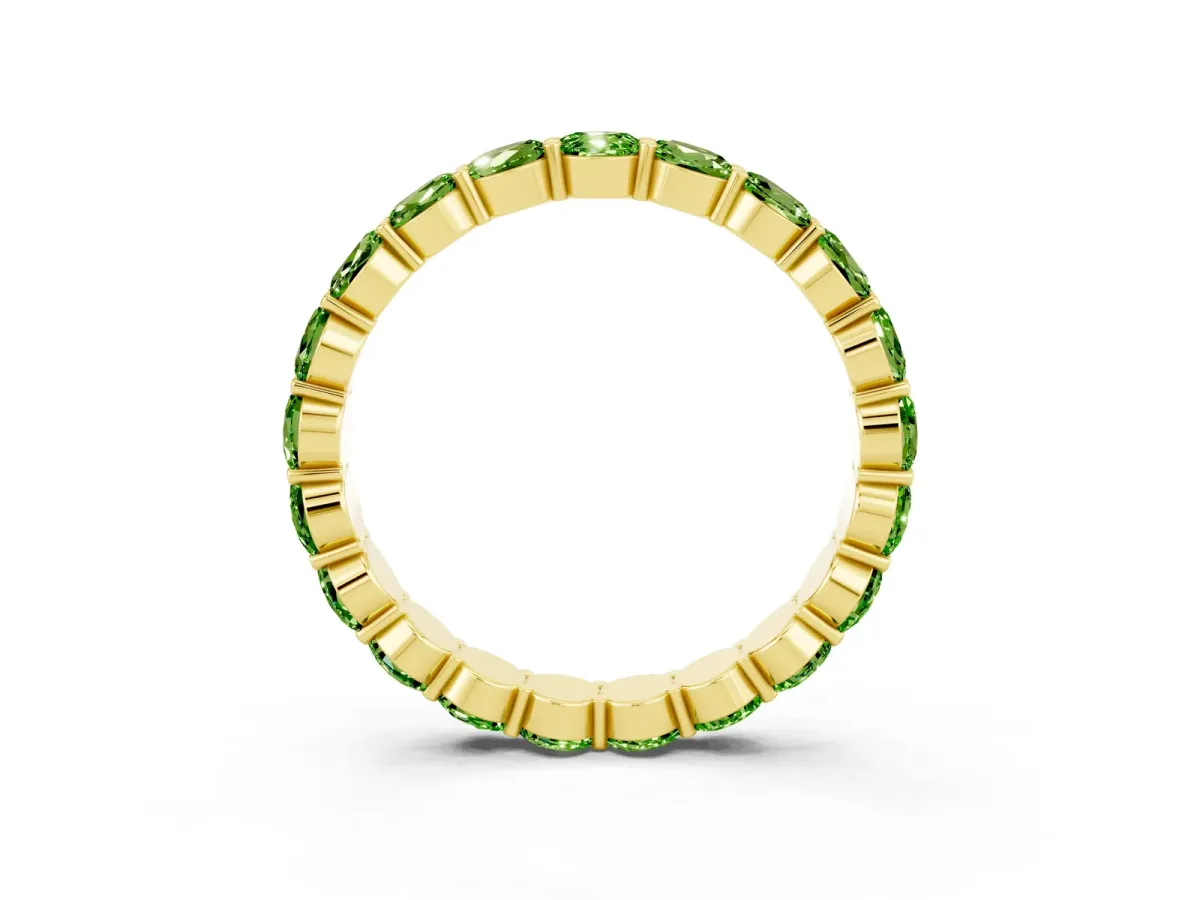 Round Peridot Eternity Band with U-Prong Setting Yellow gold