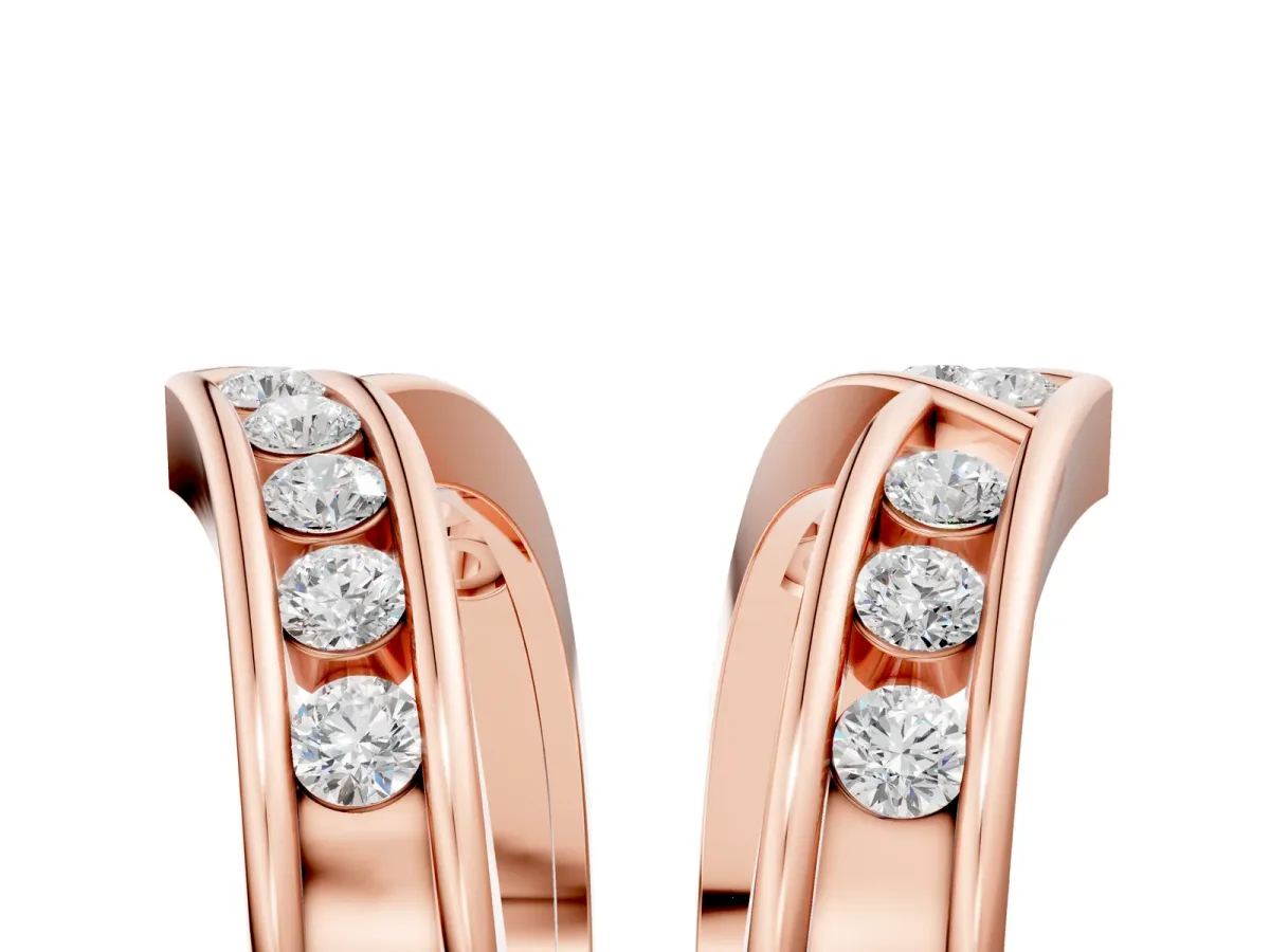 Round Diamond Channel-Set Chevron Band Rose gold