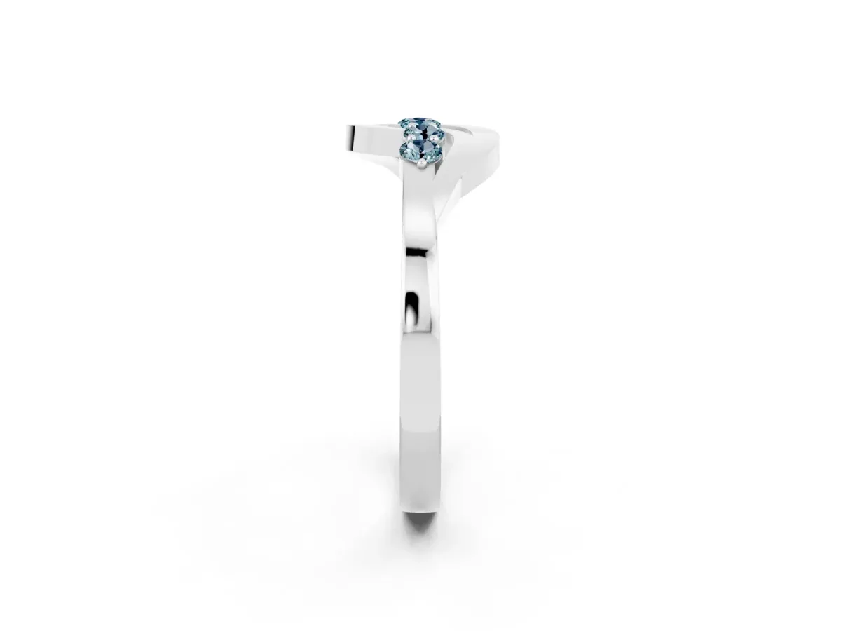 Five-Stone Round Aquamarine Crossover Band with Prong Setting Platinum
