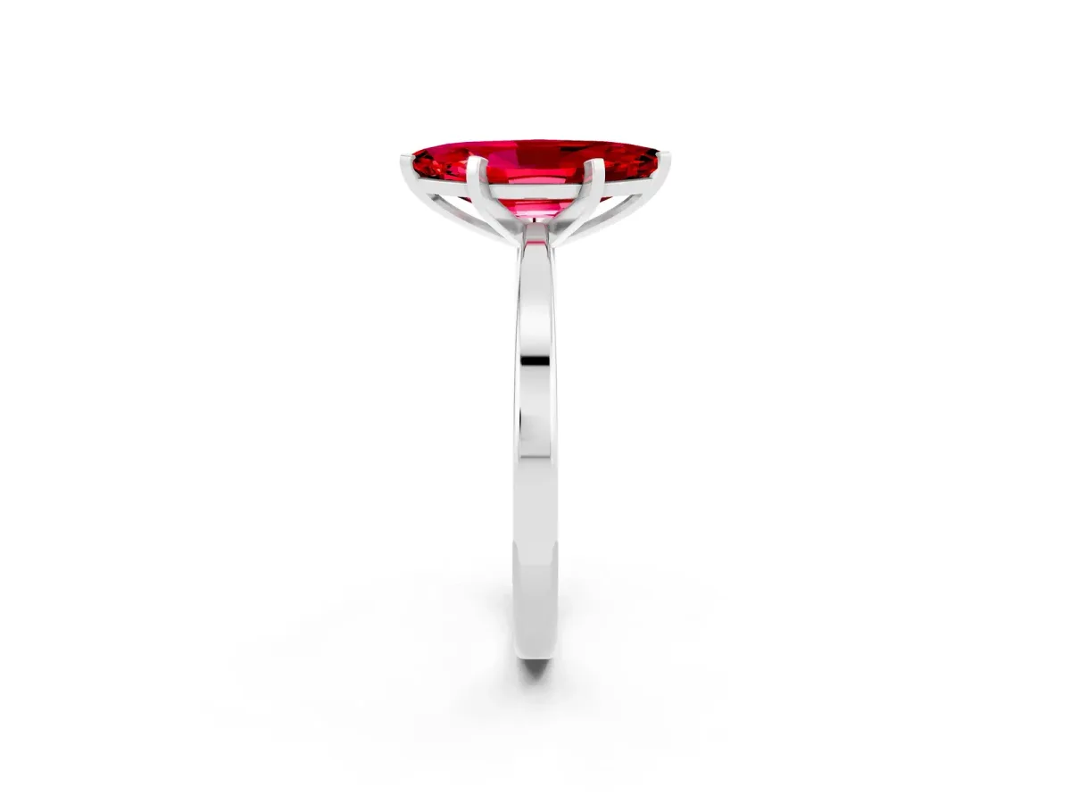 Marquise Cut Ruby Solitaire Engagement Ring with Classic Band and Four-Prong Setting White gold