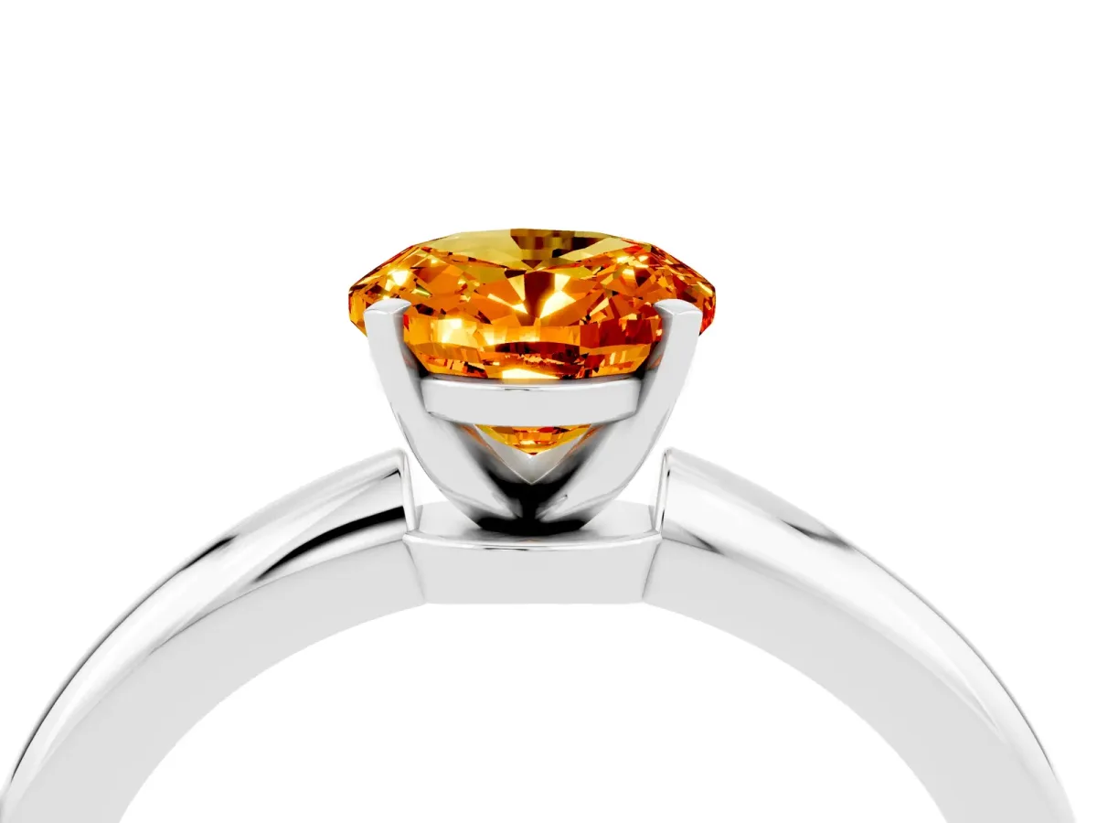 Oval Cut Citrine Solitaire Ring with Six-Prong Setting and Classic Band Platinum