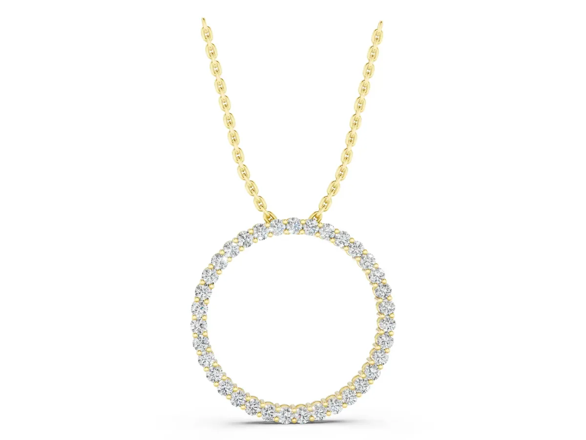 Round Diamond Eternity Pendant with Prong Setting Yellow gold