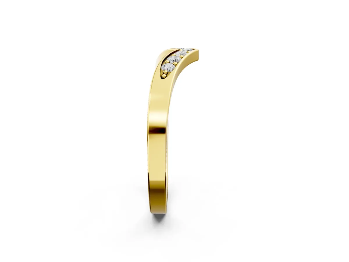 Chevron Pavé Round Diamond Twist Band Yellow gold