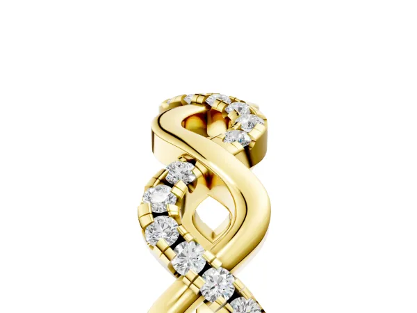 Twist Infinity Round Diamond Band with Pavé Setting Yellow gold
