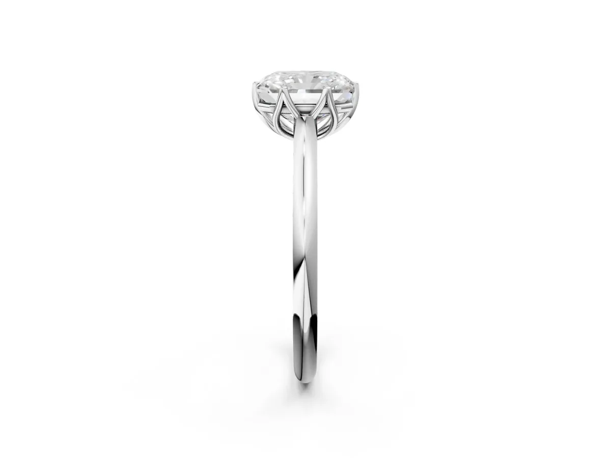 Radiant Cut Solitaire Cathedral Diamond Ring with Six-Prong Setting Platinum