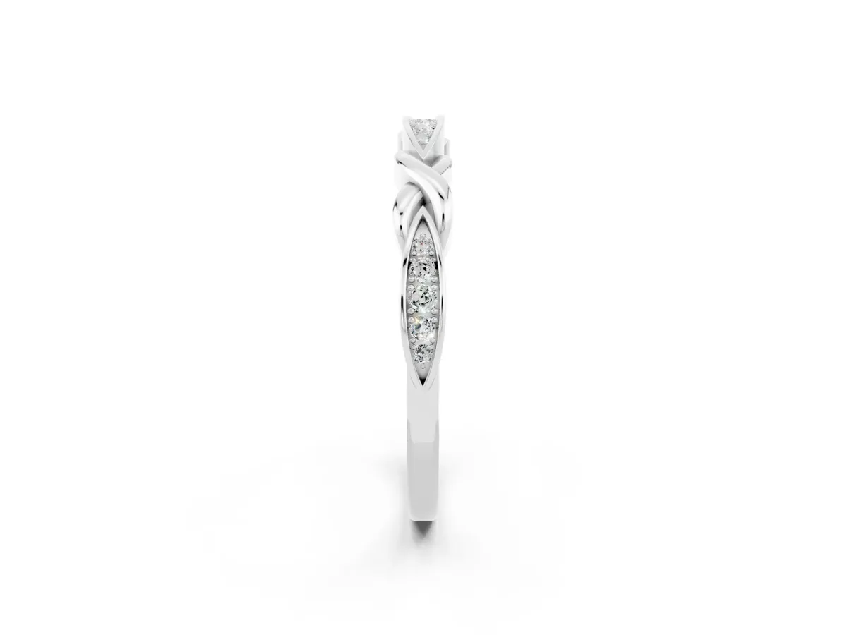 Twisted Marquise Moissanite Pavé Band with Shared Prong Setting Silver