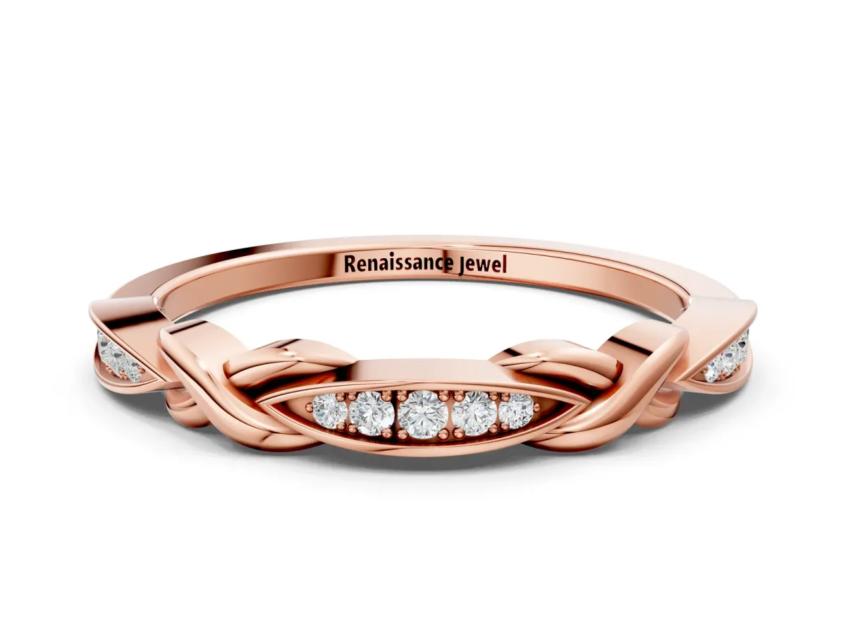 Twisted Marquise Diamond Pavé Band with Shared Prong Setting Rose gold