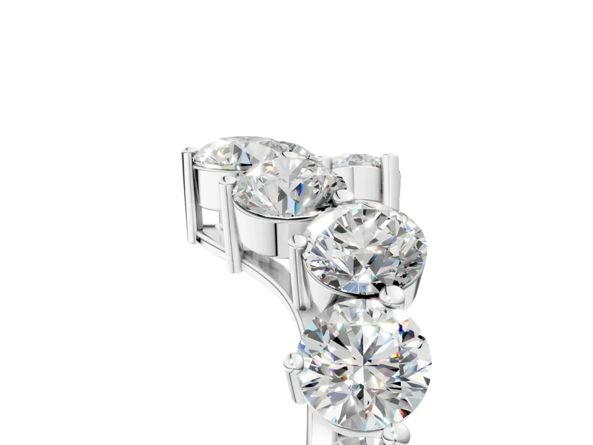 Curved Diamond Cluster Band - Round Stones, Split Shank, Prong Setting White gold