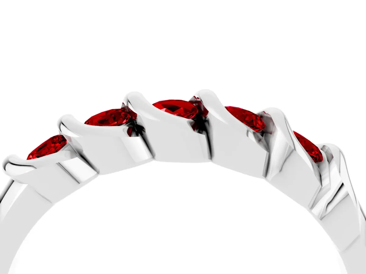 Round Ruby Eternity Band with Twist Prong Setting Silver