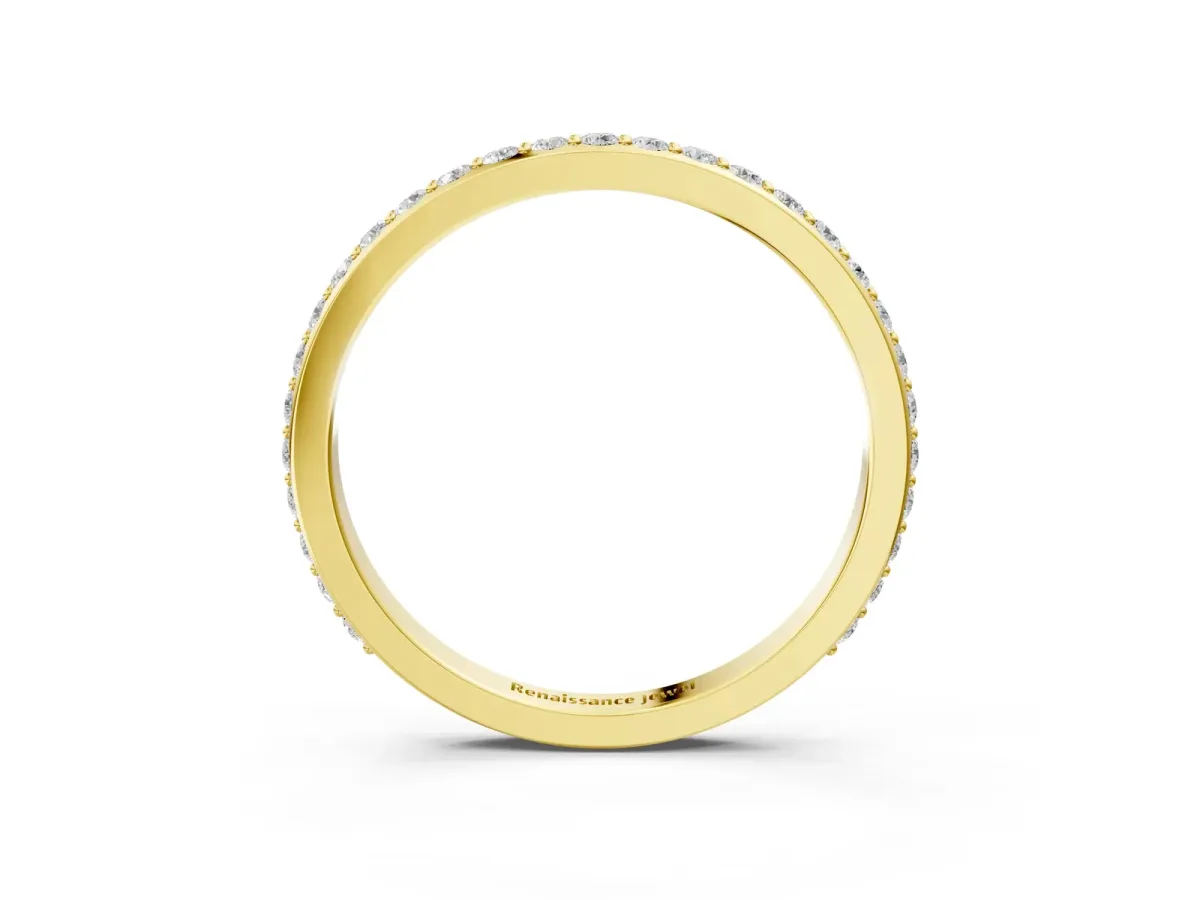 Pavé Round Diamond Eternity Band with Shared Prong Setting Yellow gold