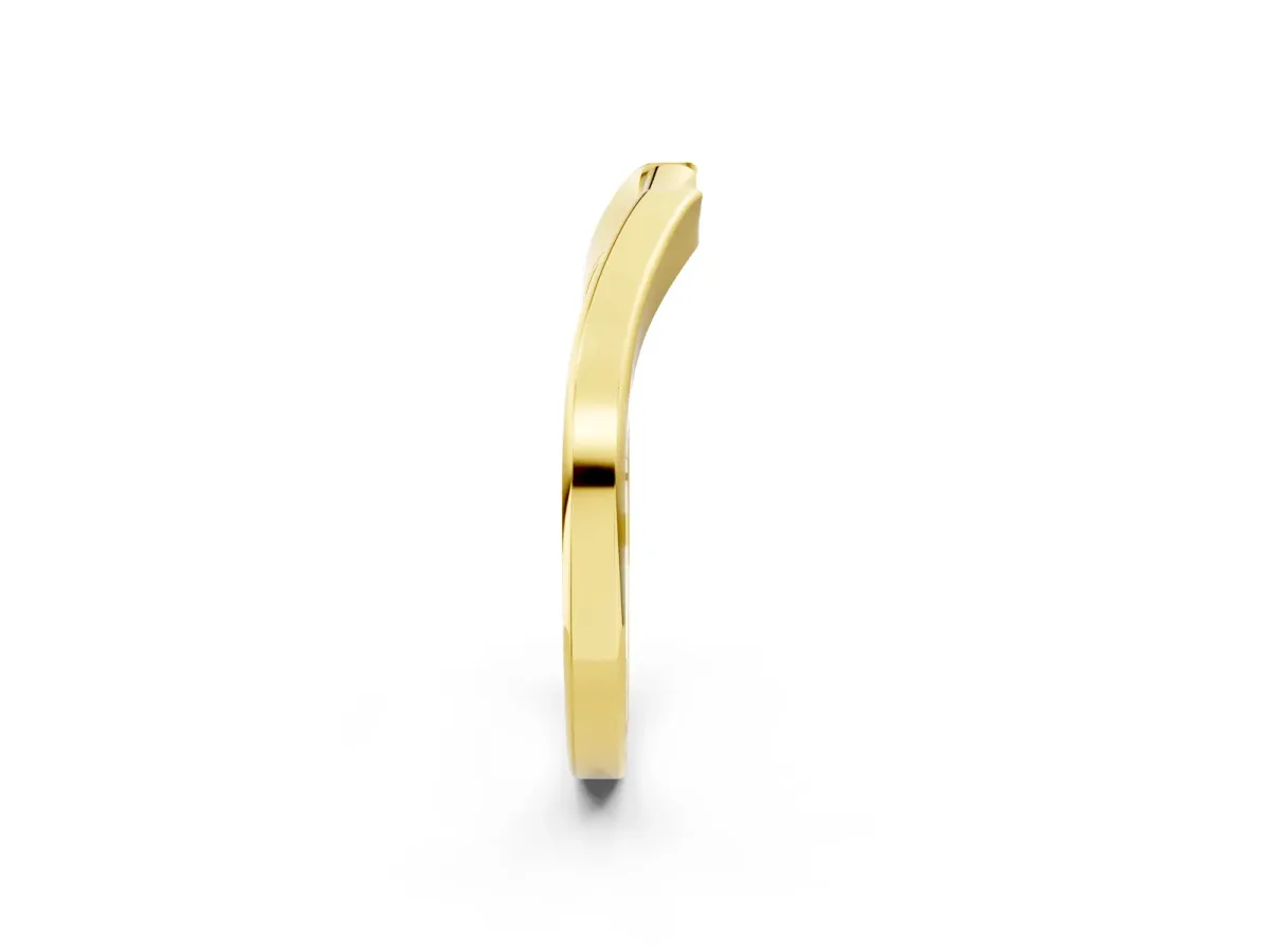 Contoured Solitaire Round Bezel Set Wedding Band Yellow gold