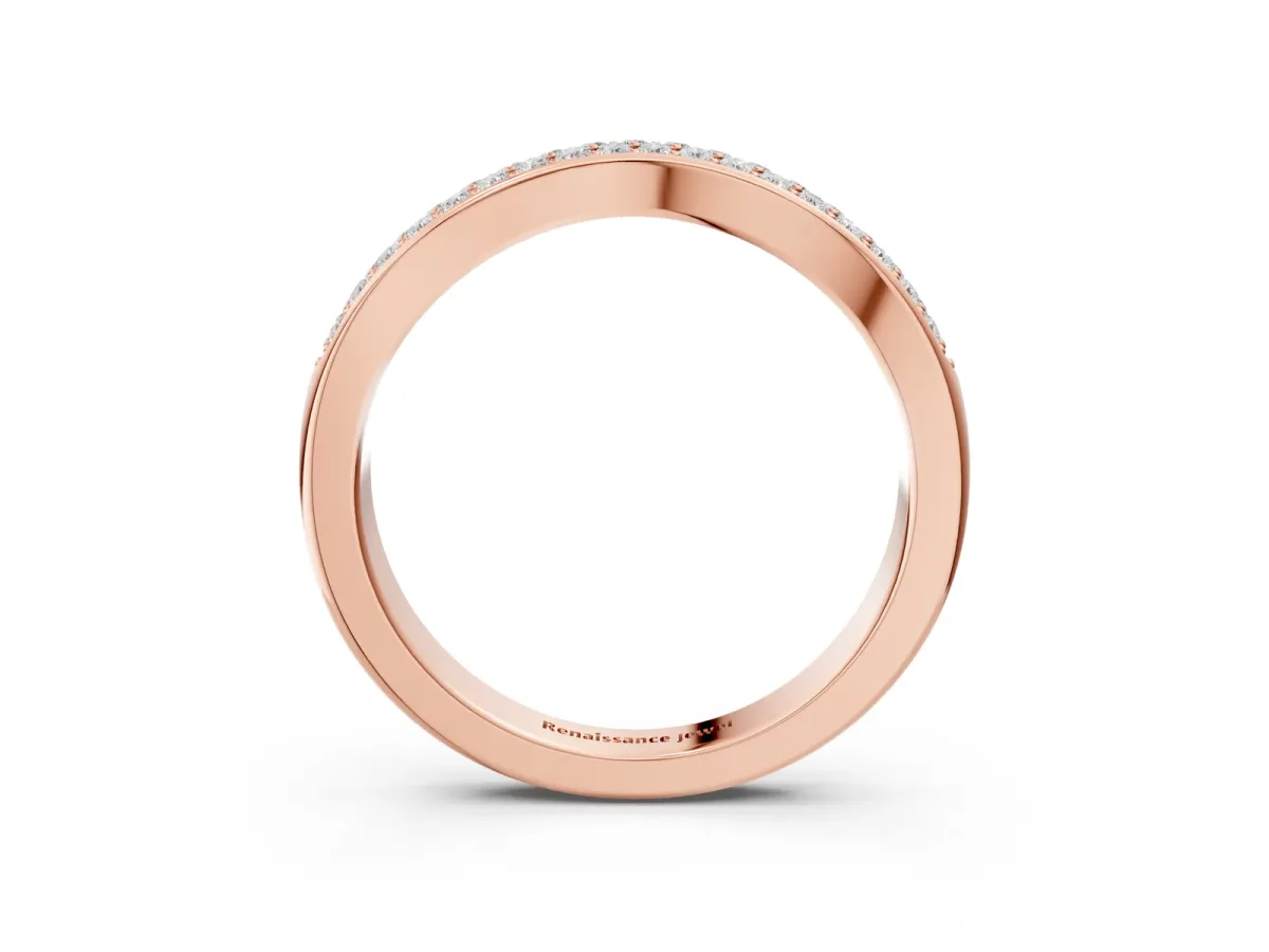 Pavé Round Diamond Contour Band Rose gold