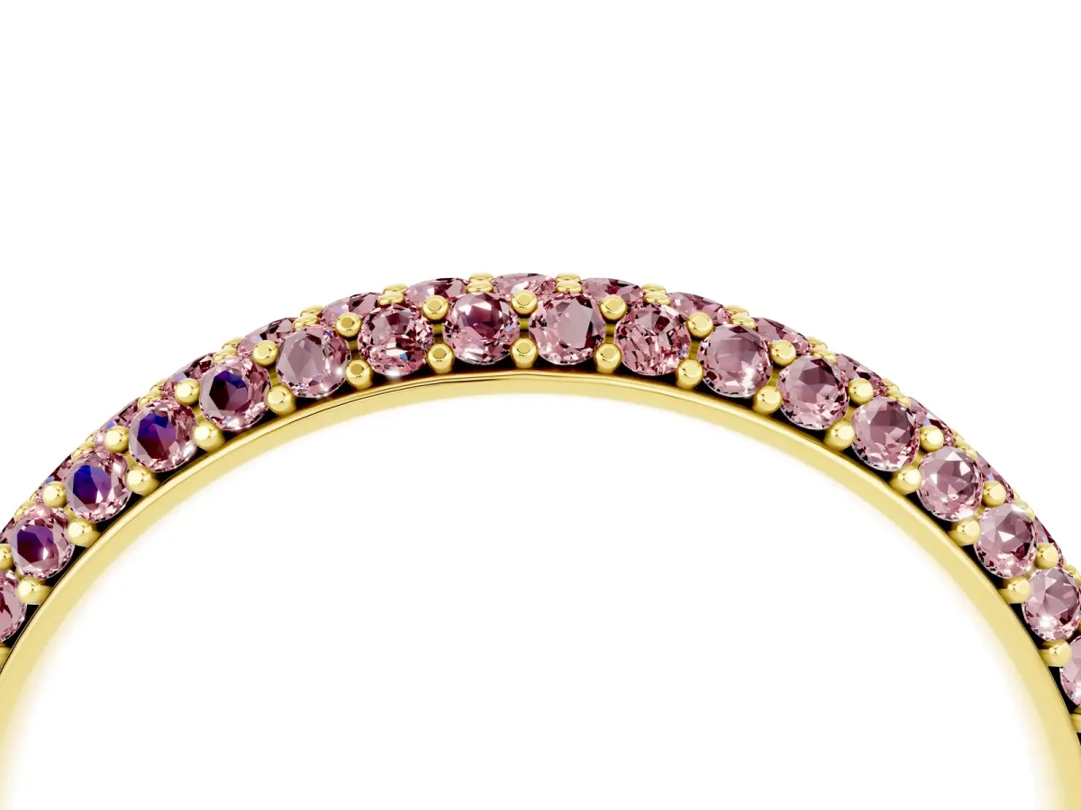 Round Morganite Pavé Eternity Band with Shared Prong Setting Yellow gold