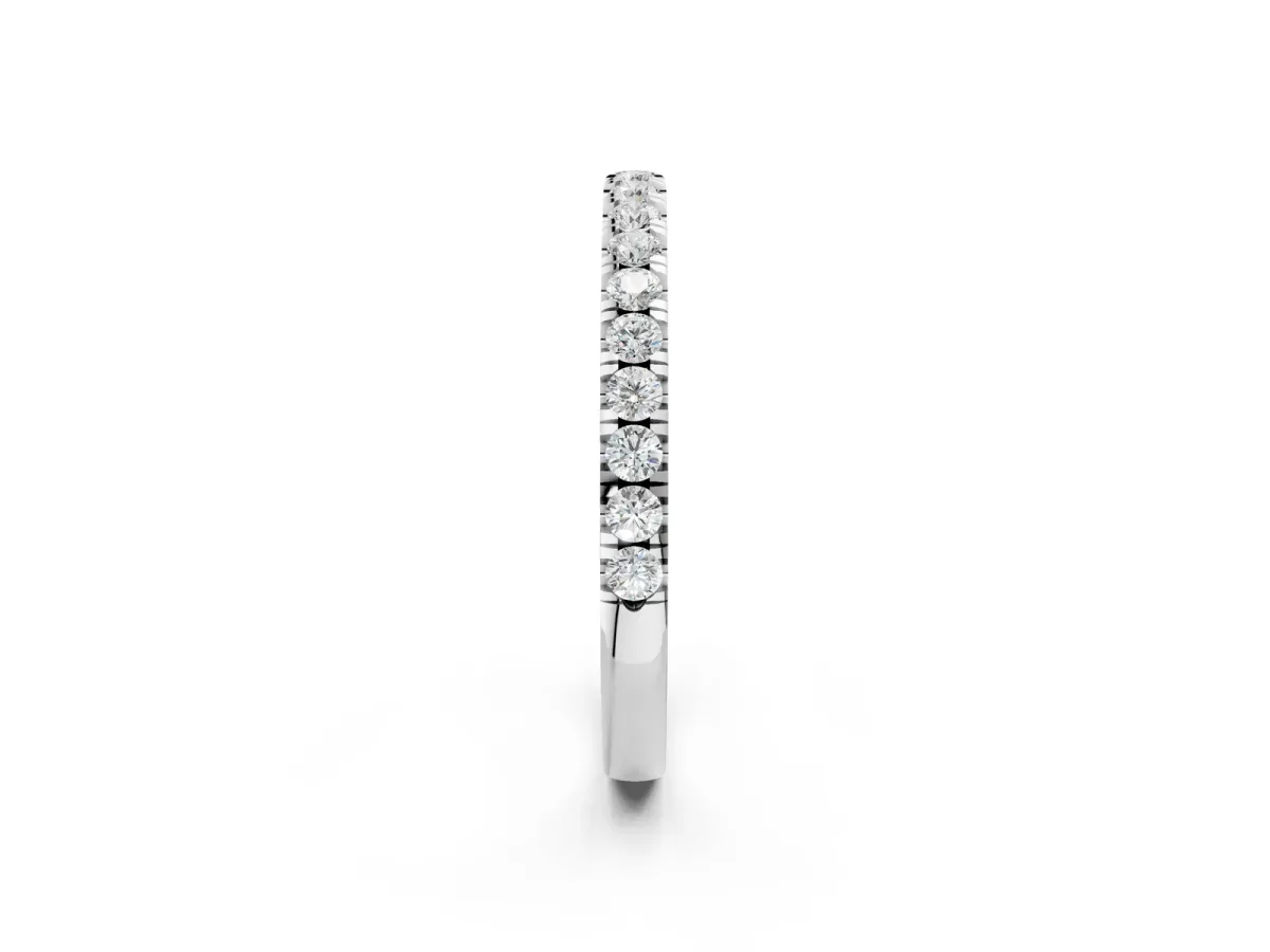 Round Diamond Classic Half Eternity Band with Shared Prong Setting Silver