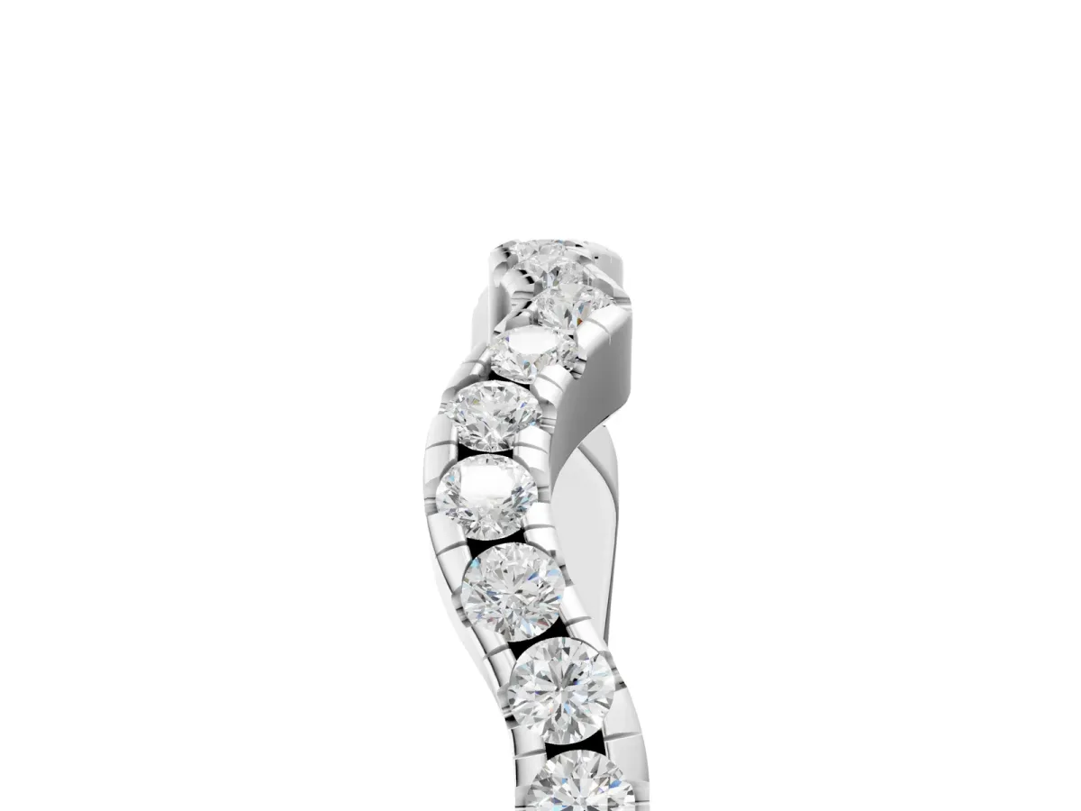Round Diamond Pavé Curved Wedding Band Platinum